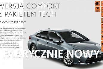 Toyota Corolla Fabrycznie Nowe GWARANCJA WERSJA COMFORT Z PAKIETEM TECH