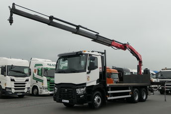 Renault C 380 / 6x4 / HDS FASSI F175a - wysów : 12,3 m / SKRZYNIOWY PLATFORMA 6,4 m / EURO 6 / 2016 ROK 