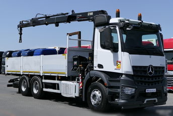 Mercedes AROCS 2633 / 6X4 / SKRZYNIA x, x M + HDS HIAB 144 / STEROWANIE RADIOWE / ROTATOR / WIDŁY