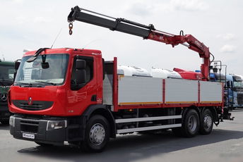 Renault KERAX LANDER 410 / 6x2 / SKRZYNIOWY - 6.9 M + HDS HYVA 817 / OŚ PODNOSZONA / MANUAL / OPONY 100 %