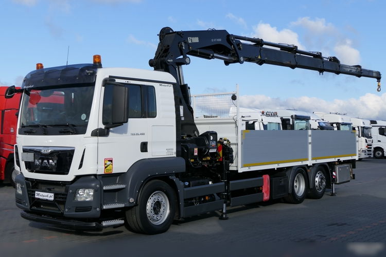 MAN TGS 26.400 / 6x2 / SKRZYNIOWY- 6.8 m + HDS HIAB 477 wysów: 15, 5 m / EURO 6 / OŚ PODNOSZONA / HDS ZA KABINĄ / STEROWANIE RADIOWE zdjęcie 1