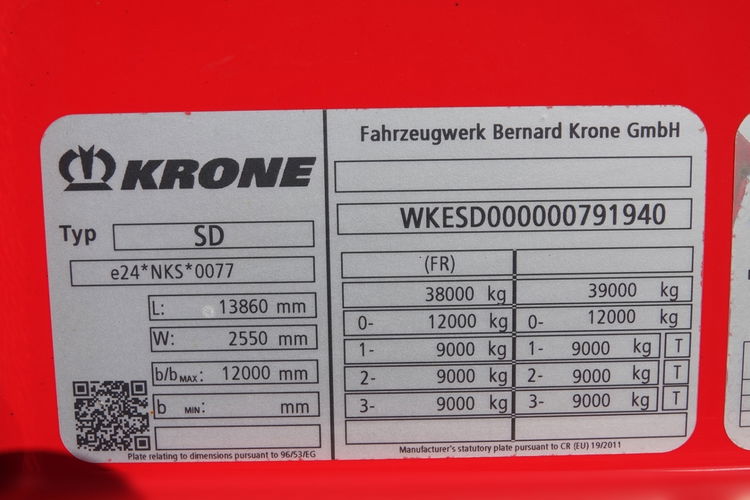 Krone FIRANKA STANDARD / PODŁOGA SZYNA-DESKA / KOSZ NA PALETY / OŚ PODNOSZONA / 2017 ROK zdjęcie 24