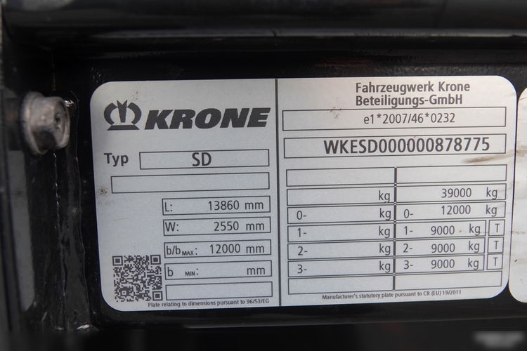 Krone FIRANKA STANDARD / OPONY 100 % / DACH PODNOSZONY / OŚ PODNOSZONA / 2019 ROK zdjęcie 24