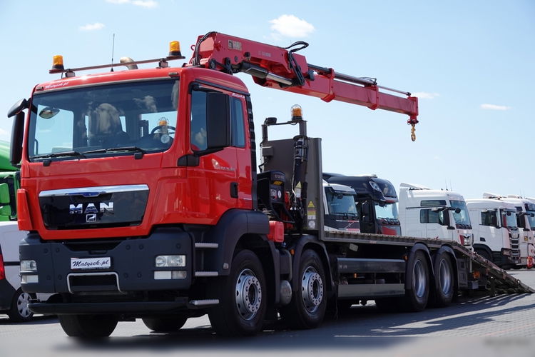 MAN TGS 35.360 / 8x2 / LAWETA + HDS HIAB 166 / OŚ PODNOSZONA / 4 OSIOWY / NAJAZDY HYDRAULICZNE / WCIĄGARKA zdjęcie 4