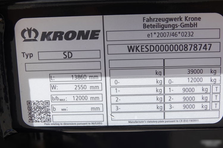 Krone / FIRANKA / STANDARD / OPONY 100% / DACH PODNOSZONY / OŚ PODNOSZONA / 2019 ROK zdjęcie 25