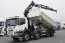 Scania P 380 / 8x4 / WYWROTKA 3 STRONNA + HDS HIAB 175-3x wysów 10m / 2x HYDROBURTA / 2x BORDMATIC / SPROWADZONA  zdjęcie 9