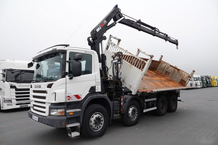 Scania P 380 / 8x4 / WYWROTKA 3 STRONNA + HDS HIAB 175-3x wysów 10m / 2x HYDROBURTA / 2x BORDMATIC / SPROWADZONA  zdjęcie 11