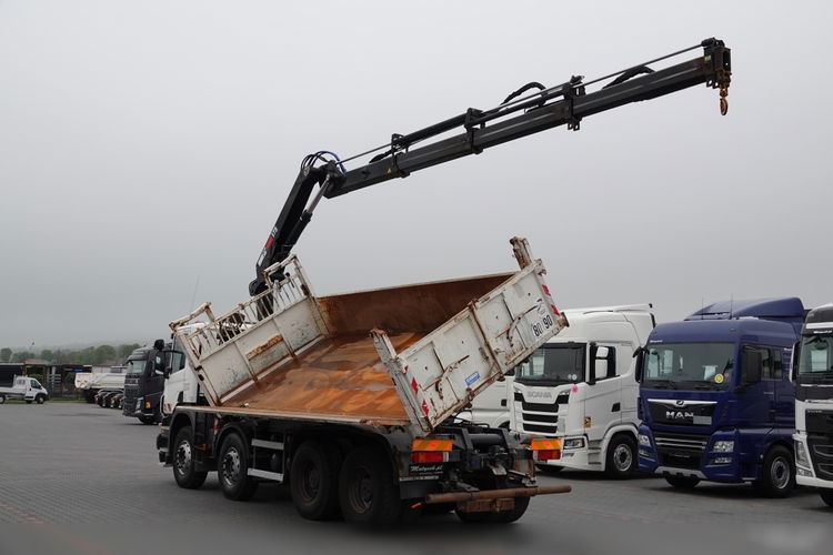 Scania P 380 / 8x4 / WYWROTKA 3 STRONNA + HDS HIAB 175-3x wysów 10m / 2x HYDROBURTA / 2x BORDMATIC / SPROWADZONA  zdjęcie 13
