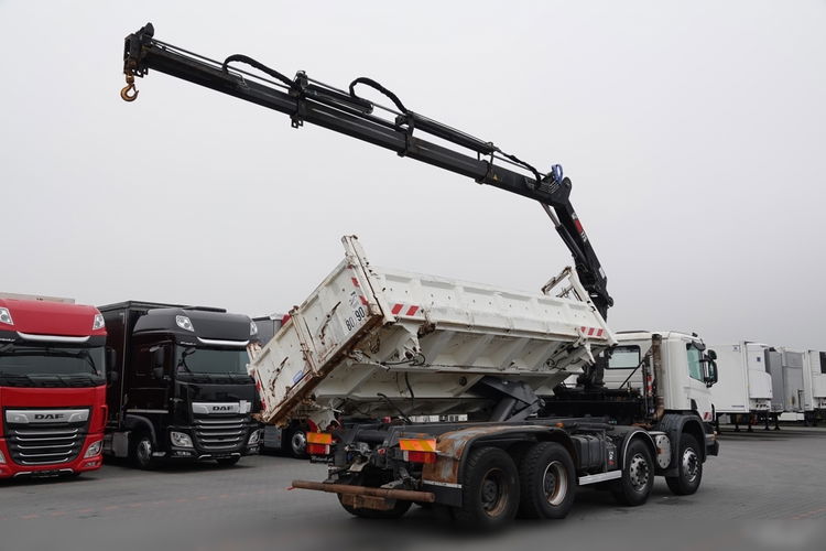 Scania P 380 / 8x4 / WYWROTKA 3 STRONNA + HDS HIAB 175-3x wysów 10m / 2x HYDROBURTA / 2x BORDMATIC / SPROWADZONA  zdjęcie 15