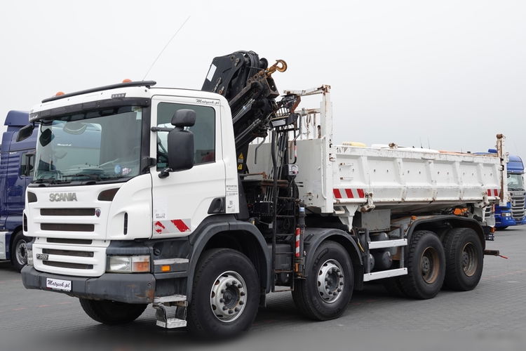 Scania P 380 / 8x4 / WYWROTKA 3 STRONNA + HDS HIAB 175-3x wysów 10m / 2x HYDROBURTA / 2x BORDMATIC / SPROWADZONA  zdjęcie 19