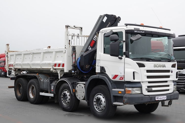 Scania P 380 / 8x4 / WYWROTKA 3 STRONNA + HDS HIAB 175-3x wysów 10m / 2x HYDROBURTA / 2x BORDMATIC / SPROWADZONA  zdjęcie 26