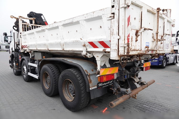 Scania P 380 / 8x4 / WYWROTKA 3 STRONNA + HDS HIAB 175-3x wysów 10m / 2x HYDROBURTA / 2x BORDMATIC / SPROWADZONA  zdjęcie 30