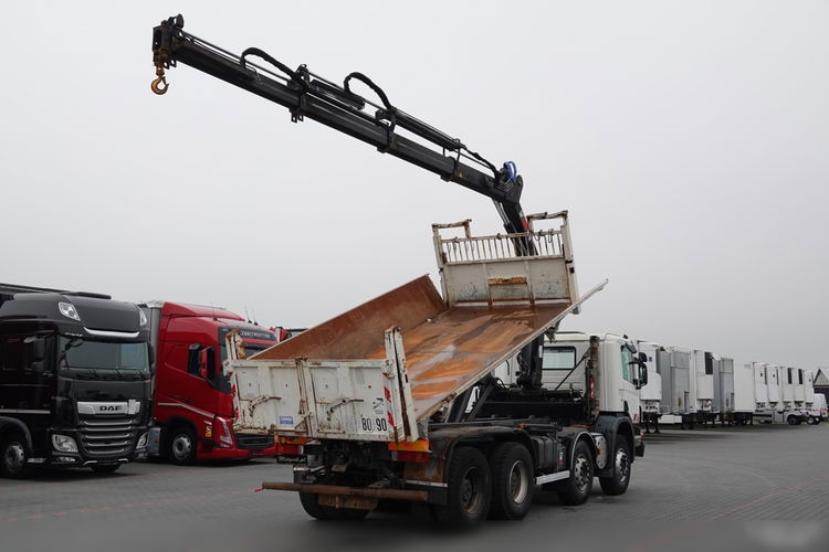 Scania P 380 / 8x4 / WYWROTKA 3 STRONNA + HDS HIAB 175-3x wysów 10m / 2x HYDROBURTA / 2x BORDMATIC / SPROWADZONA  zdjęcie 5