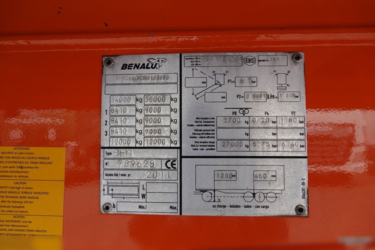 BENALU WYWROTKA / 33 m3 / ALUMINIOWA / WAGA: 5 200 KG / OŚ PODNOSZONA / ALUFELGI / SPROWADZONA zdjęcie 20