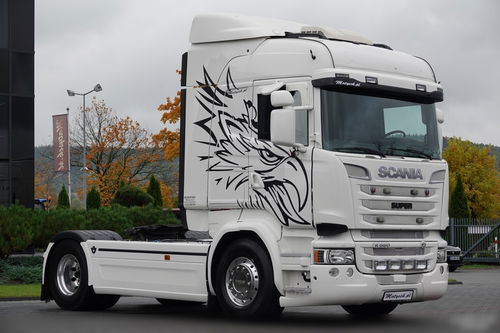 Scania R 580 / V8 / RETARDER / CAŁA NA PODUSZKACH / KLIMA POSTOJOWA / SKÓRY / OPONY 100 % / PO ZŁOTYM KONTRAKCIE SERWISOWYM 