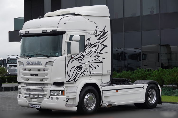 Scania R 580 / V8 / RETARDER / CAŁA NA PODUSZKACH / KLIMA POSTOJOWA / SKÓRY / OPONY 100 % / PO ZŁOTYM KONTRAKCIE SERWISOWYM  zdjęcie 4