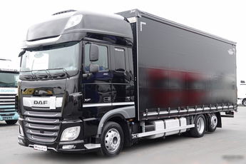 DAF XF 480 / 6x2 / FIRANKA - 7.7 m / 60 m3 / KLIMA POSTOJOWA / PODNOSZONY DACH / oś podnoszona / 2021 ROK / PO KONTRAKCIE SERWISOWYM / 