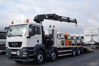 MAN TGS 35.360 / 8x2-4 / LAWETA + HDS HIAB 288 / OŚ PODNOSZONA / 4 OSIOWY / NAJAZDY HYDRAULICZNE / WCIĄGARKA