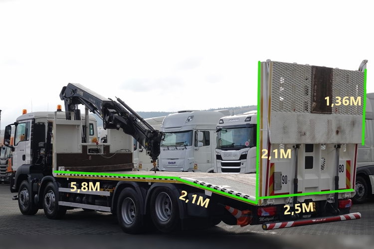 MAN TGS 35.360 / 8x2-4 / LAWETA + HDS HIAB 288 / OŚ PODNOSZONA / 4 OSIOWY / NAJAZDY HYDRAULICZNE / WCIĄGARKA zdjęcie 2