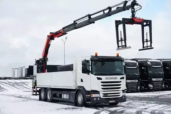 Scania G 410 / 6 X 2 / SKRZYNIOWY + HDS / PALFINGER PK 23002 / OŚ SKRĘTNA / CHWYTAK