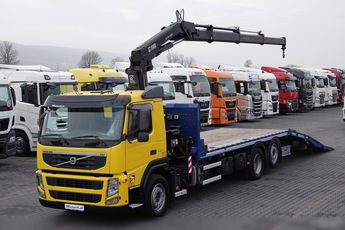 Volvo FM 410 / 6x2 / LAWETA + HDS HIAB 166 E-3  / STEROWANIE RADIOWE / OŚ PODNOSZONA / 3 OSIOWY / NAJAZDY HYDRAULICZNE / WCIĄGARKA + PILOT 