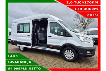 Ford Transit L4H3 94999zł NETTO Brygadówka 6 osób 2.0 TdCi/170KM