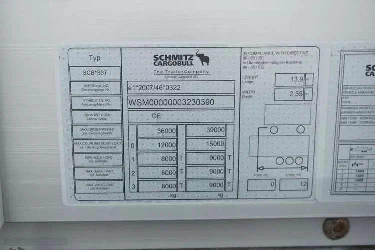 Schmitz FIRANKA / MULTI LOCK / XL / ZAWIESIE POD WÓZEK / OŚ PODNOSZONA zdjęcie 11