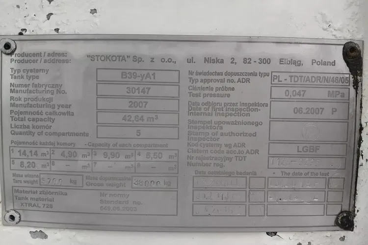 DAF CF + CYSTERNA STOKOTA / 5 KOMOROWA / DO TRANSPORTU PALIW / zdjęcie 23