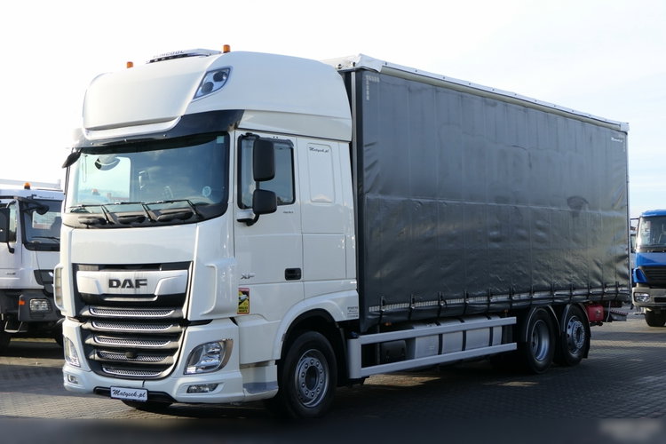 DAF XF 480 / 6x2 / FIRANKA - 8.2 m / + WINDA ZAŁADOWCZA / KLIMA POSTOJOWA / MOCNA PODŁOGA: SZYNA-DESKA / EURO 6 / OŚ PODNOSZONA zdjęcie 1