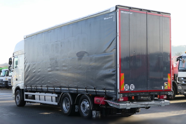 DAF XF 480 / 6x2 / FIRANKA - 8.2 m / + WINDA ZAŁADOWCZA / KLIMA POSTOJOWA / MOCNA PODŁOGA: SZYNA-DESKA / EURO 6 / OŚ PODNOSZONA zdjęcie 2