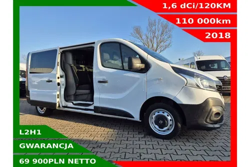 Renault Trafic Long 69900zł NETTO Brygadówka 6 osób 1.6dCi/120KM