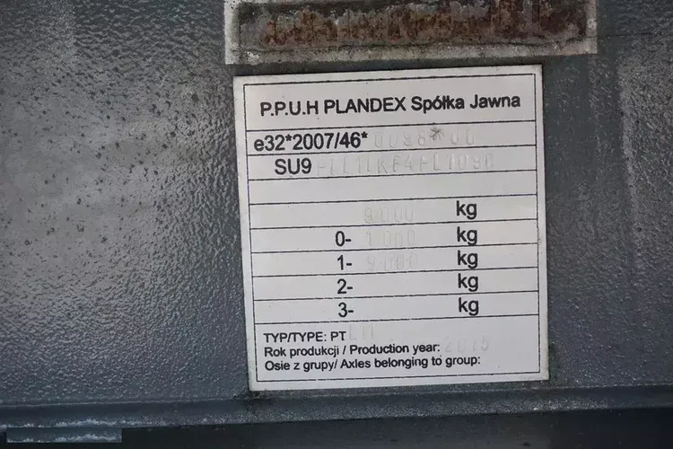 Inna PLANDEX / TANDEM / 1 OŚ / DŁ. 7.4 M / GÓRNY ZACZEP / ŁAD. 5500 KG / 18 PALET zdjęcie 11