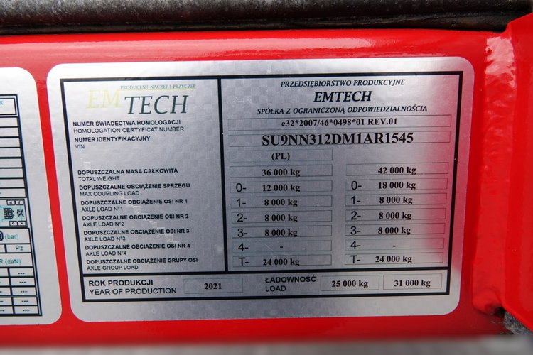EMTECH / NACZEPA LAWETA / NISKOPODWOZIE / ROZCIĄGANA /  DŁUGOŚĆ : 16 M / 2021 ROK zdjęcie 40