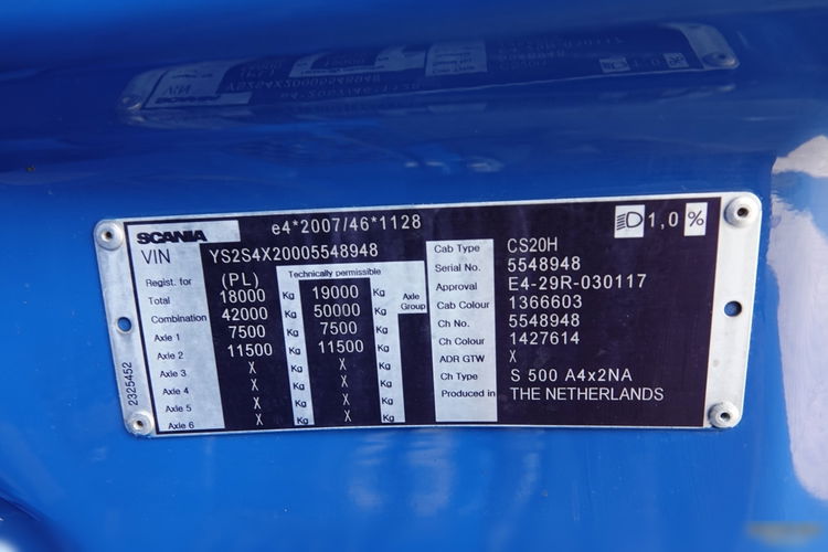 Scania S 500 / RETARDER / KLIMA POSTOJOWA / ALUFELGI / OPONY 100% / PO KONTRAKCIE SERWISOWYM  zdjęcie 36