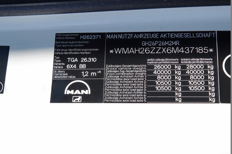 MAN TGA 33.310 / 6X4 / WYWROTKA / HYDROBURTA / BORDMATIC / UAL / SPROWADZONY zdjęcie 40