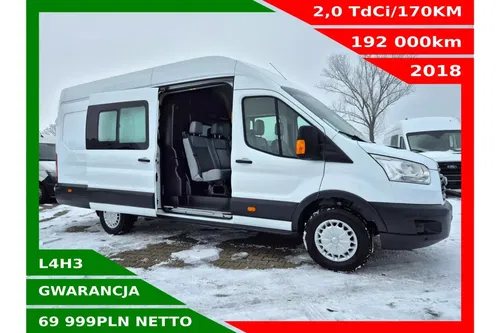 Ford Transit L4H3 69999zł NETTO Brygadówka 6 osób 2.0 TdCi/170KM