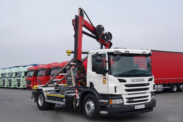Scania P 320 / 4X2 / WYWROTKA BDF + HDS HMF 635 / STERIWANIE RADIOWE / CHWYTAK / EURO 6 / BDF + KIPPER + HDS  zdjęcie 9