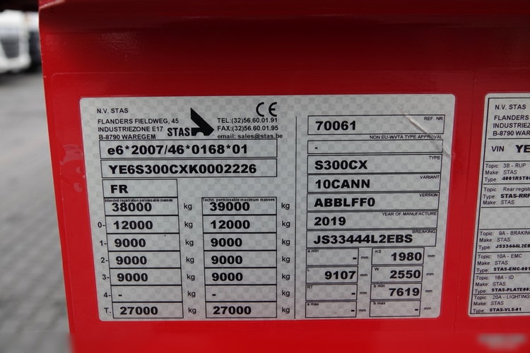 STAS WYWROTKA / 34m3 / 2020 ROK / WAGA: 5400 KG / OSIE JOST/ OŚ PODNOSZONA zdjęcie 23