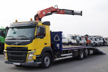 Volvo FM 410 / 6x2 / LAWETA + HDS PALFINGER PK 18500 / OŚ PODNOSZONA  / NAJAZDY HYDRAULICZNE / WCIĄGARKA / EURO 6 