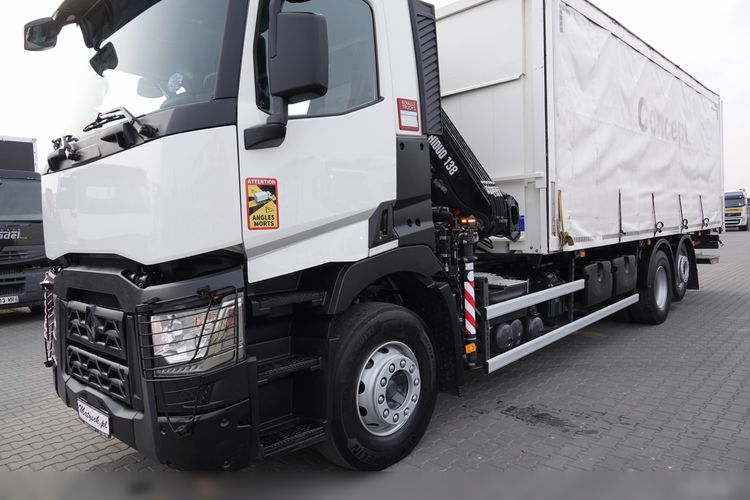 Renault C 380 / 6x2 / SKRZYNIOWY / HDS HIAB 138 B-3 WYSÓW 10, 5 M / ROTATOR / STEROWANIE RADIOWE / + WINDA ZAŁADOWCZA / ZABUDOWA FIRANKA ZSUWANA / EURO 6 zdjęcie 21
