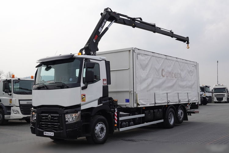 Renault C 380 / 6x2 / SKRZYNIOWY / HDS HIAB 138 B-3 WYSÓW 10, 5 M / ROTATOR / STEROWANIE RADIOWE / + WINDA ZAŁADOWCZA / ZABUDOWA FIRANKA ZSUWANA / EURO 6 zdjęcie 2
