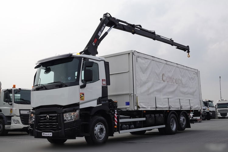 Renault C 380 / 6x2 / SKRZYNIOWY / HDS HIAB 138 B-3 WYSÓW 10, 5 M / ROTATOR / STEROWANIE RADIOWE / + WINDA ZAŁADOWCZA / ZABUDOWA FIRANKA ZSUWANA / EURO 6 zdjęcie 3