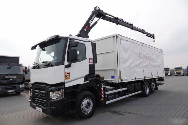 Renault C 380 / 6x2 / SKRZYNIOWY / HDS HIAB 138 B-3 WYSÓW 10, 5 M / ROTATOR / STEROWANIE RADIOWE / + WINDA ZAŁADOWCZA / ZABUDOWA FIRANKA ZSUWANA / EURO 6 zdjęcie 4