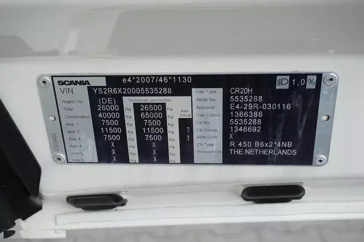 Scania R 450 / E 6 / 6 X 2 / SKRZYNIOWY + HDS / HIAB 192 ES – 3 / OŚ SKRETNA zdjęcie 11