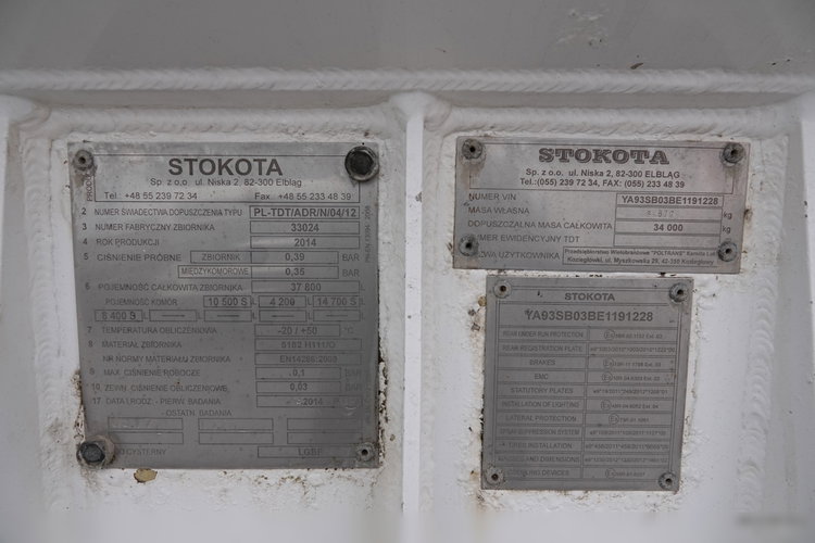 STOKOTA   / CYSTERNA DO PALIWA / 37 800 L / 4 KOMORY / OŚ PODNOSZONA / SAF  zdjęcie 23