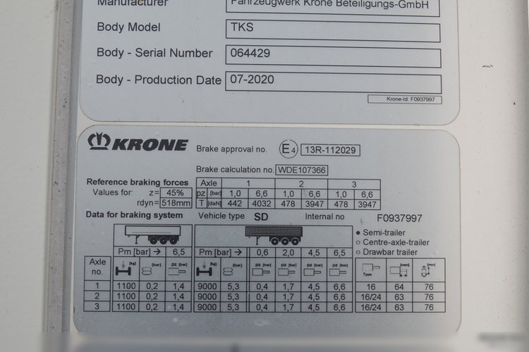 Krone / CHŁODNIA  / CARRIER VECTOR 1550 / DOPPELSTOCK / PALECIARA  / OŚ PODNOSZONA / 2020 R  zdjęcie 25