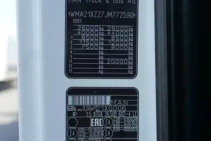 MAN TGX / 26.500 / E 6 / 6 X 2 / SKRZYNIOWY + HDS / HIAB 192 ES – 3 / OŚ SKRETNA zdjęcie 11