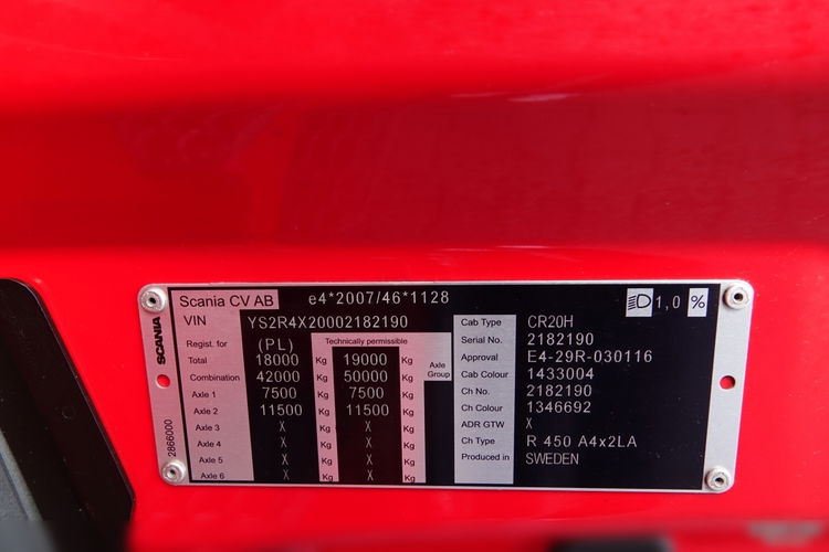 Scania R 450 / OPONY 100% / PO KONTRAKCIE SERWISOWYM zdjęcie 40