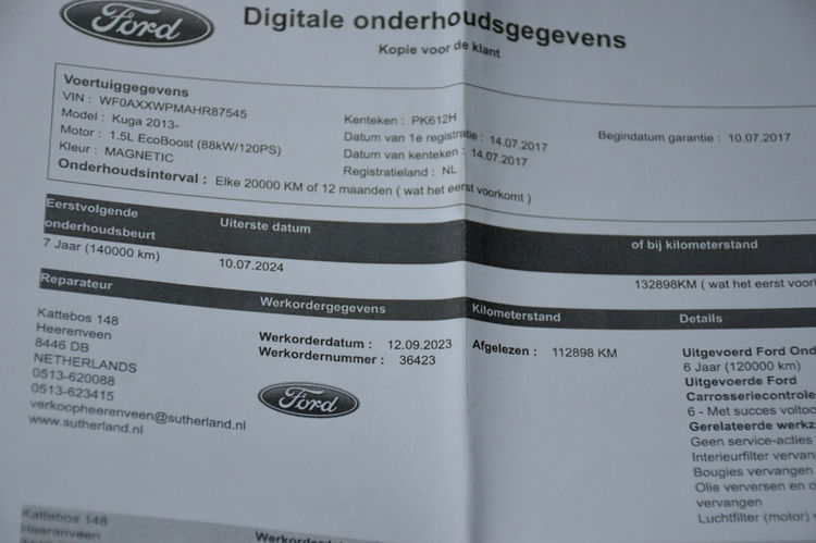 Ford Kuga Opłacona 1.5i 120KM Serwis 142tys.KM Navi Kamera SONY El.fotele zdjęcie 39