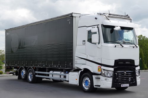 Renault T 440 / 6X2 / SOLÓWKA / FIRANKA 9.5 M / KLIMA POSTOJOWA / WINDA / ALUFELGI / OŚ PODNOSZONA / PO KONTRAKCIE SERWISOWYM